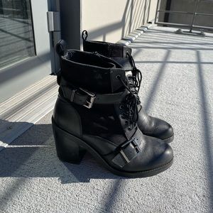 Office heeled moto boot
